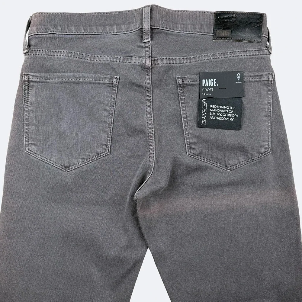 Paige Croft Jeans Mens 30x32 Gray Skinny Transcend Stretch Denim Icon USA Flaw
